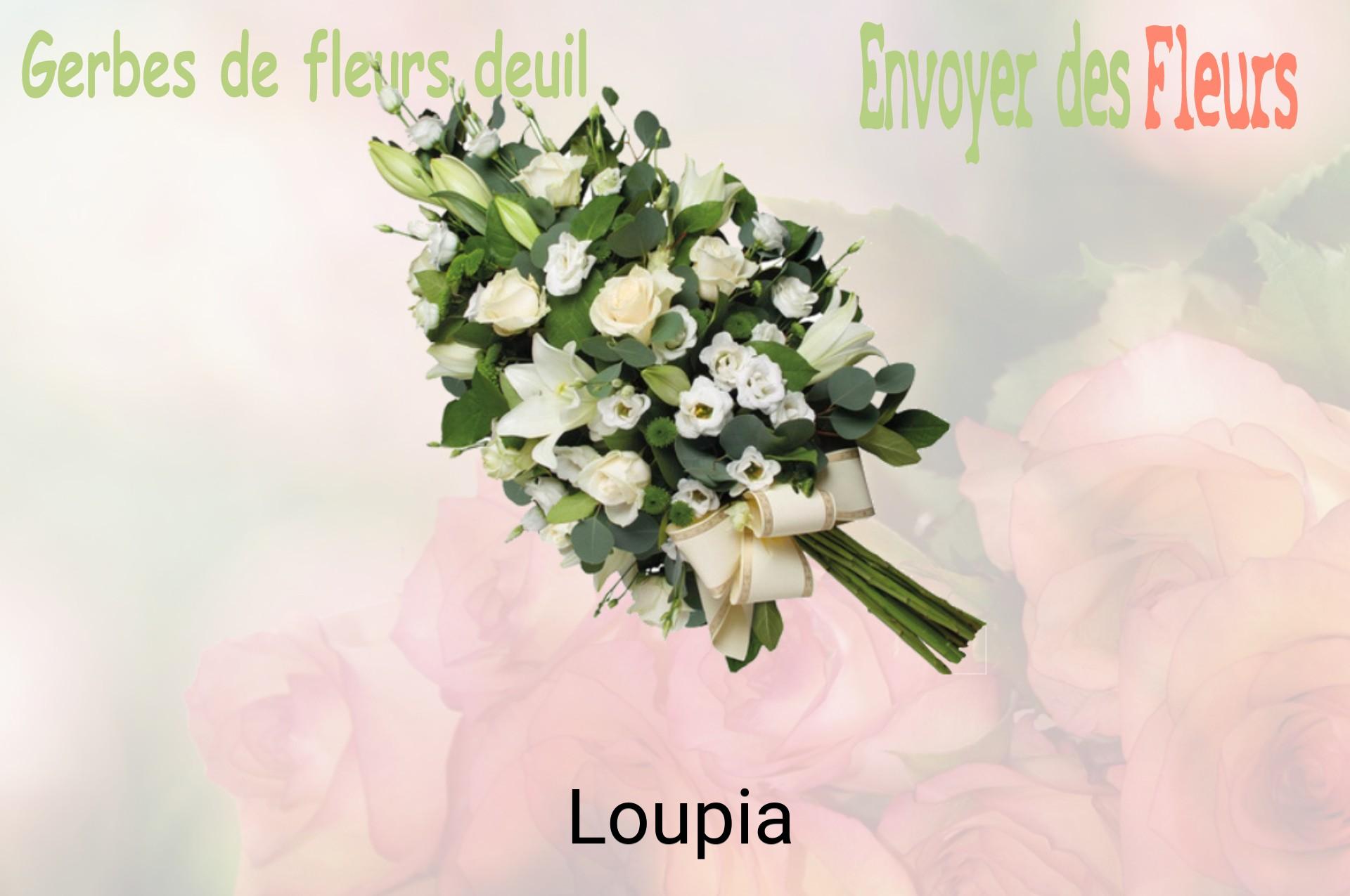 Gerbe de fleurs de deuil livrée à Loupia